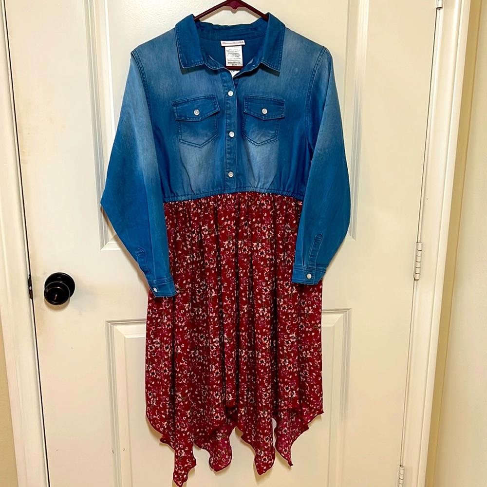 Denim top skirt bottom combo dress 20.5 Bonnie Jean